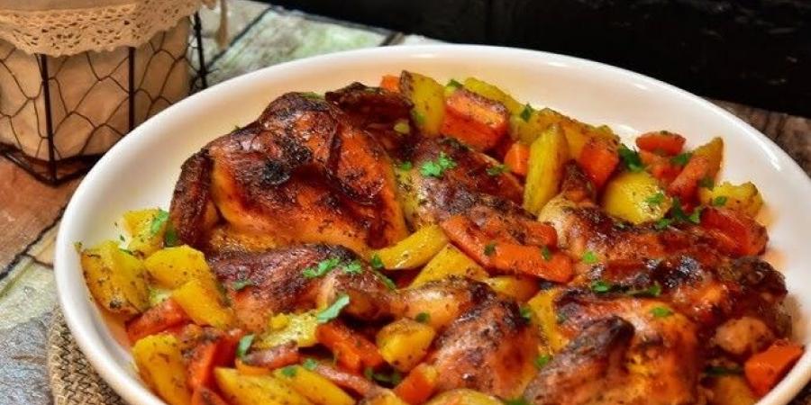 دجاج بالفرن مع الخضار والأعشاب وهذه طريقة التحضير - تليجراف الخليج